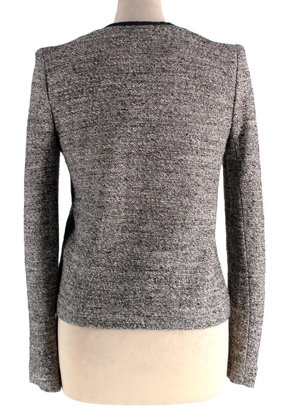 Iro Grey-black textured collarless snap-button jacket