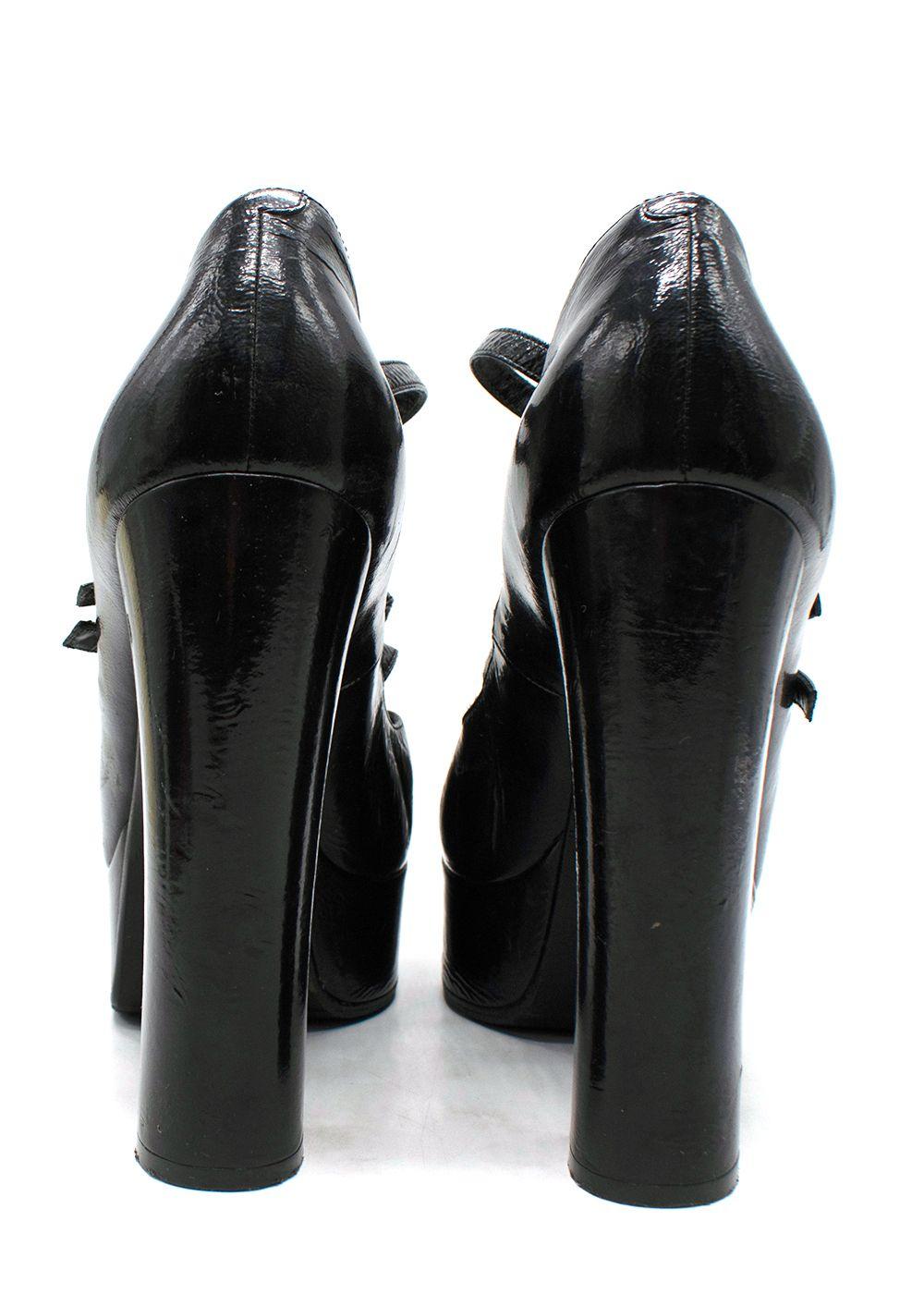 Celine Black Patent Platform Mary Jane Pumps