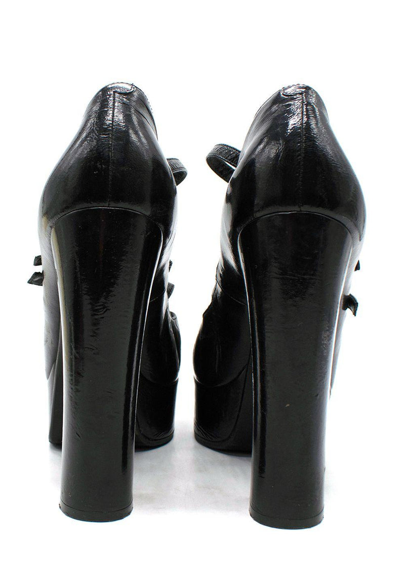 Celine Black Patent Platform Mary Jane Pumps
