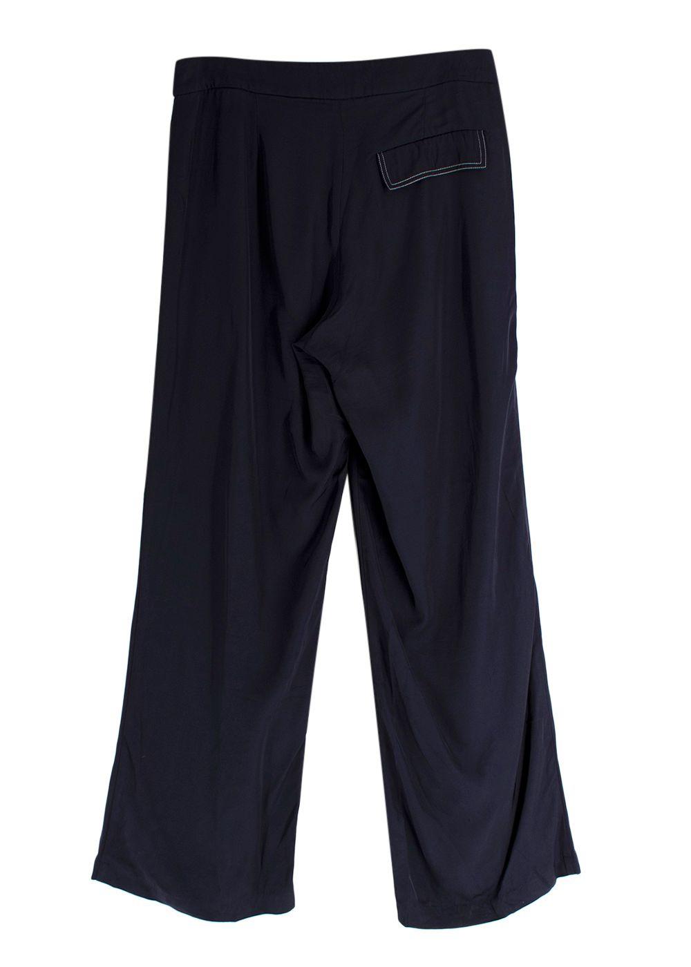 Serena Bute Navy Trousers with Contrast Stitching