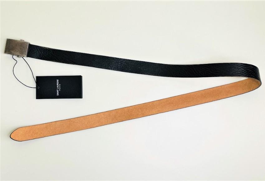 Saint Laurent Bellechasse Textured Leather Belt
