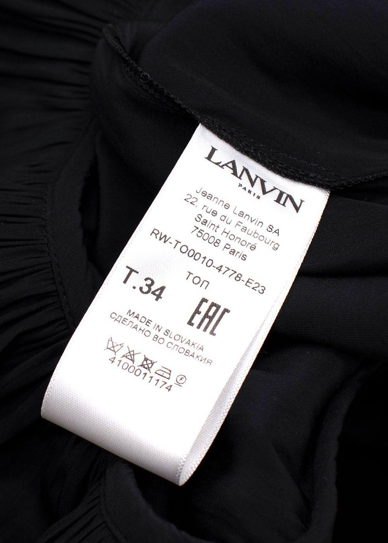 Lanvin Black Pleated Shell Peplum Blouse