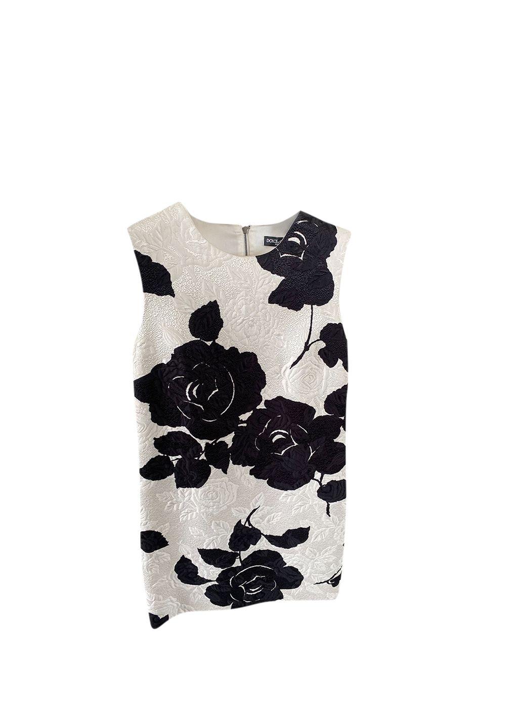 Black & White Roses Damask Shift Dress