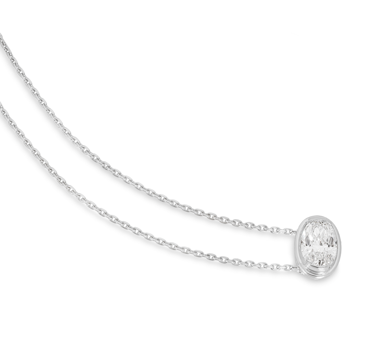 Platinum Oval Cut Diamond Pendant 3.00ct D/VS1
