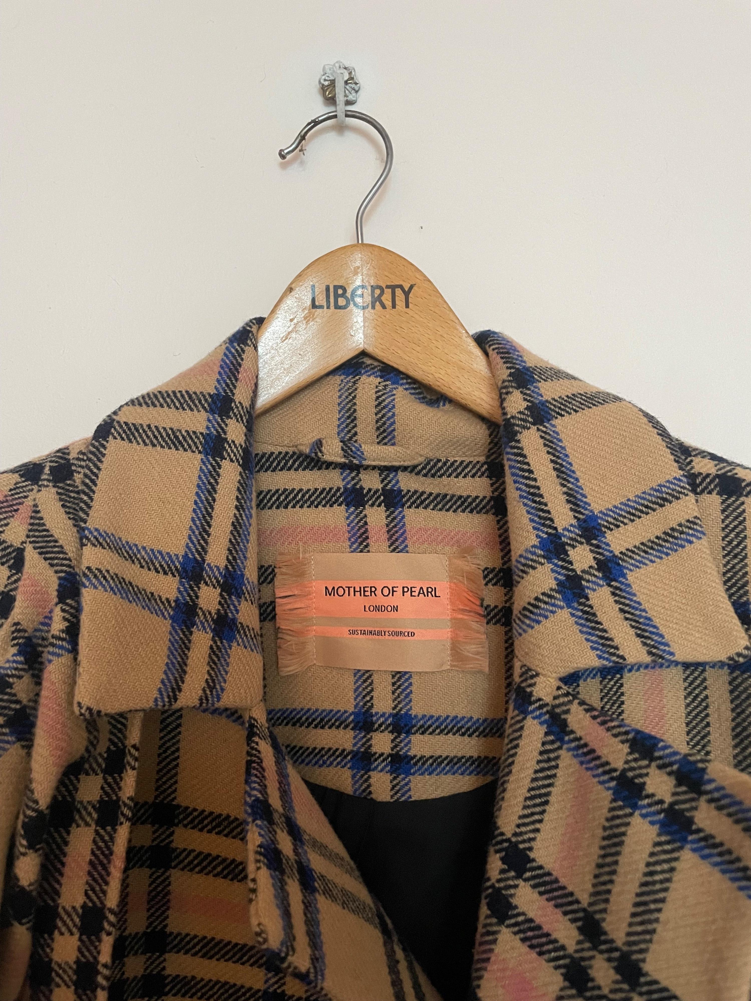 Check Wool Scarf Coat