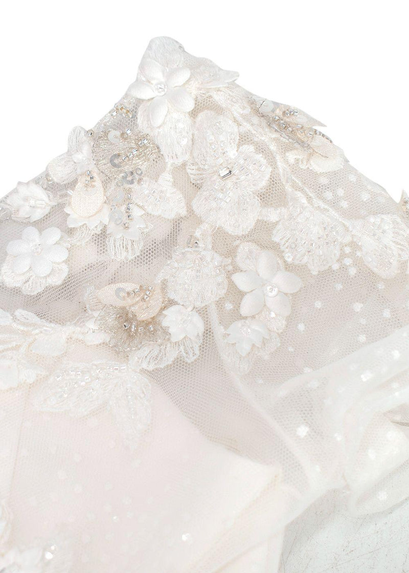 Quinn Harper Kids 10Y White Crystal Embellished Tulle Occasion Dress