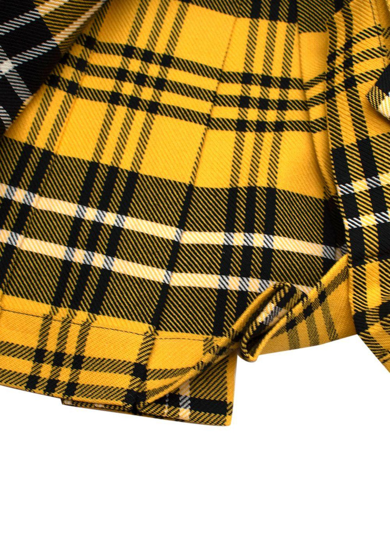 Dior Yellow Checked Pleated Mini Skirt