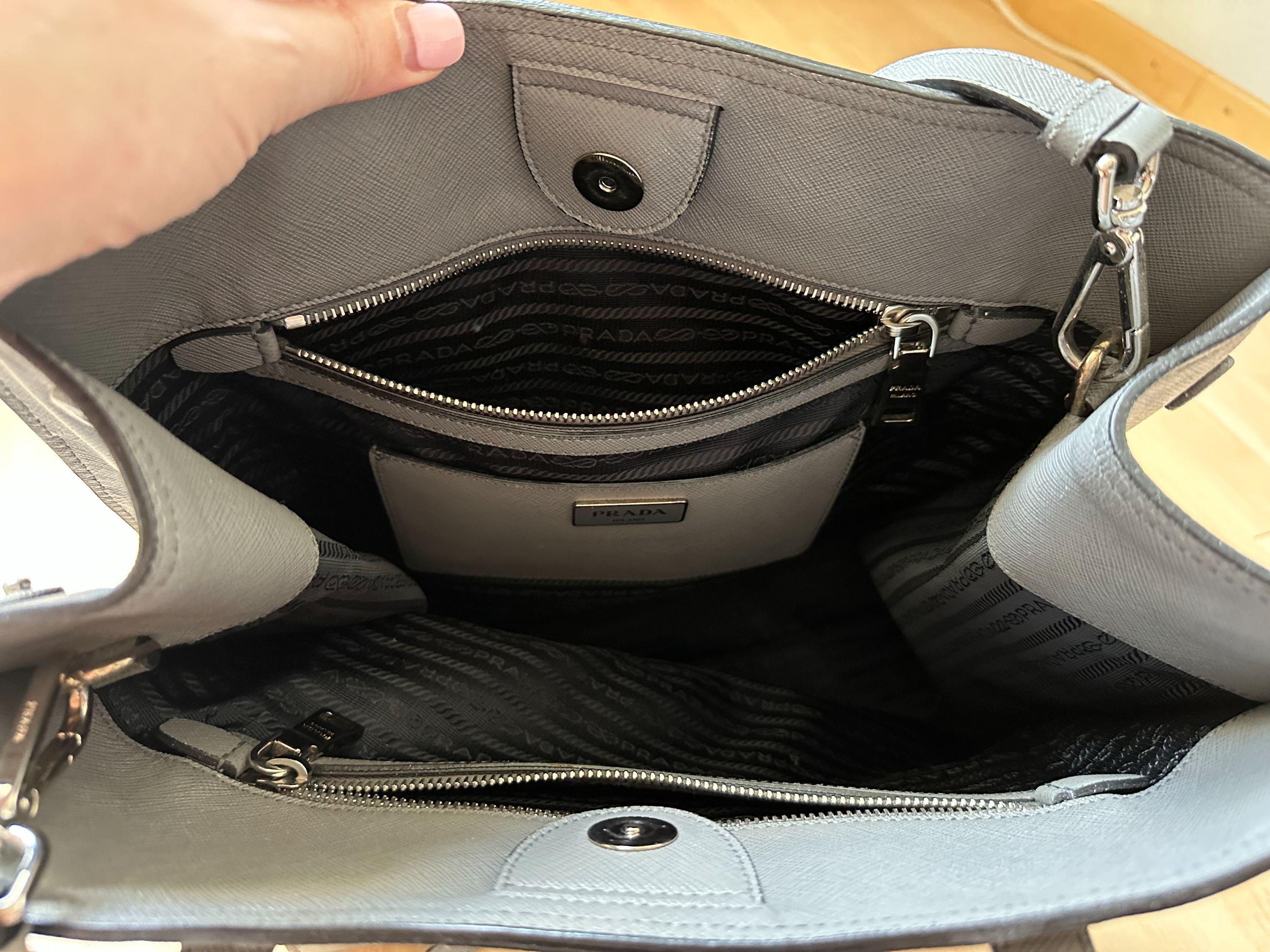 Prada Grey Saffiano Leather Tote Bag