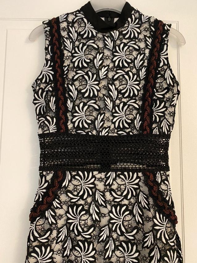 Self Portrait Black & White Floral Embroidered Dress