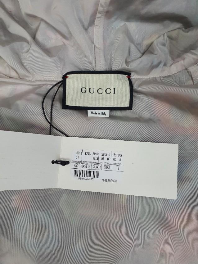 Gucci Orange Floral Print Shell Hooded jacket