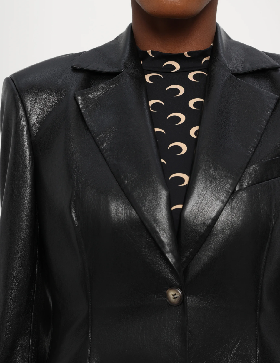 Nanushka Black Faux Leather Blazer