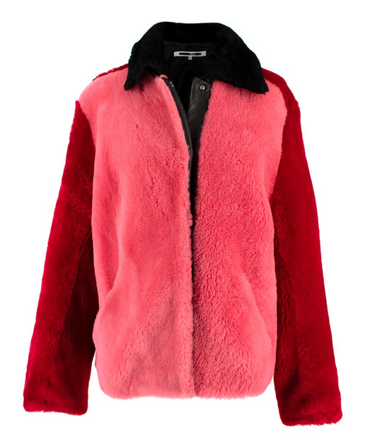 MCQ Red & Pink Shearling Zip Jacket