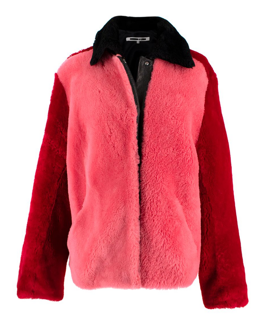 MCQ Red & Pink Shearling Zip Jacket
