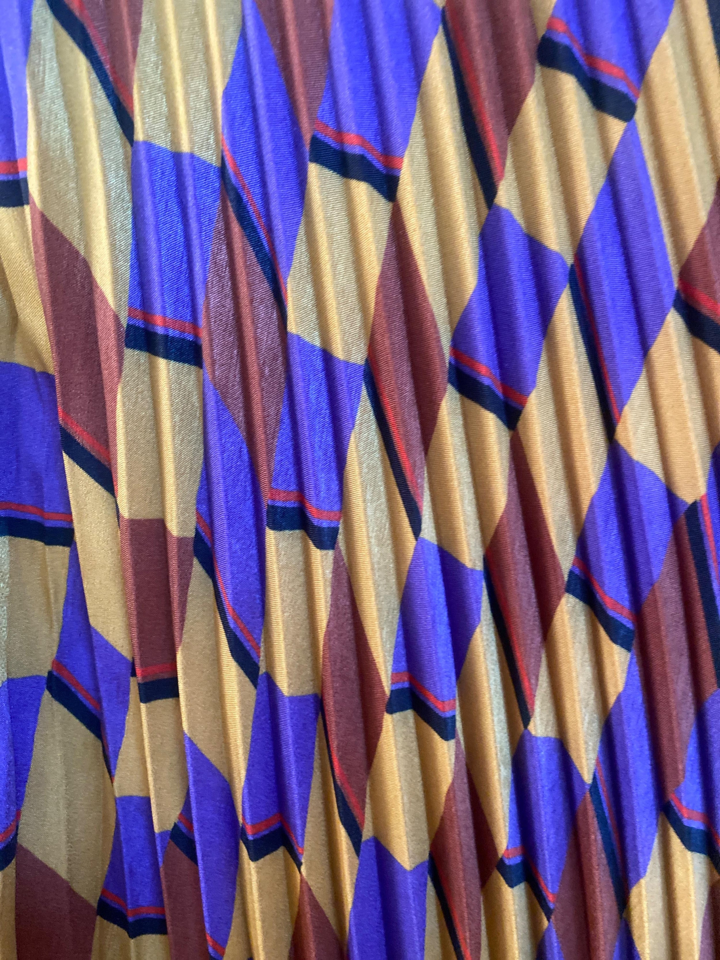 Geometric Multicoloured Pleated Midi Skirt