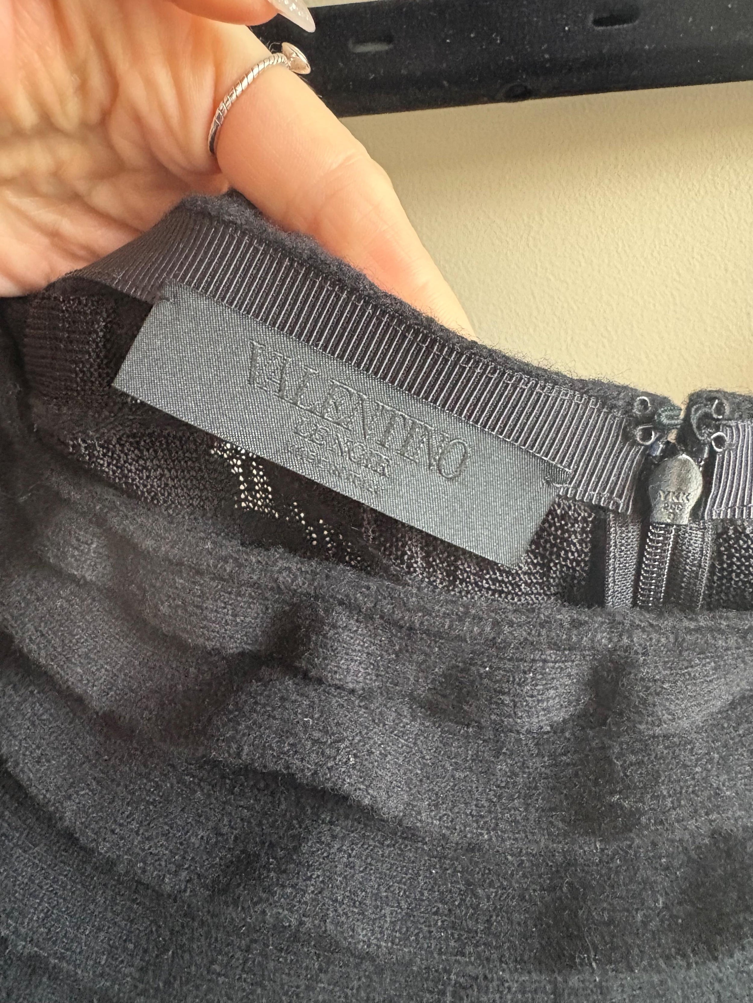 Valentino Black Ruffle Knit Skirt