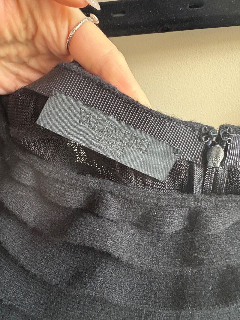 Valentino Black Ruffle Knit Skirt
