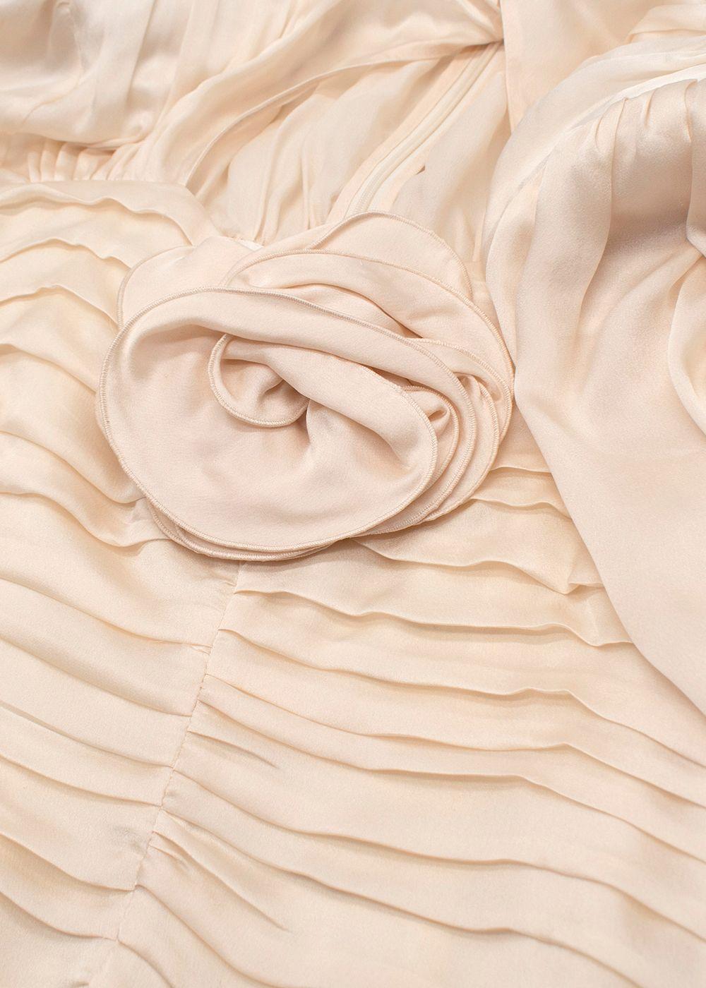 Magda Butrym Cream Rose Detail Silk Mini Dress