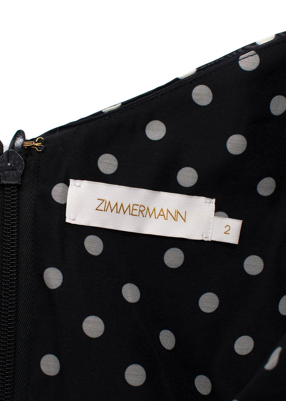 Zimmermann Off The Shoulder Black Polka Dot Midi
