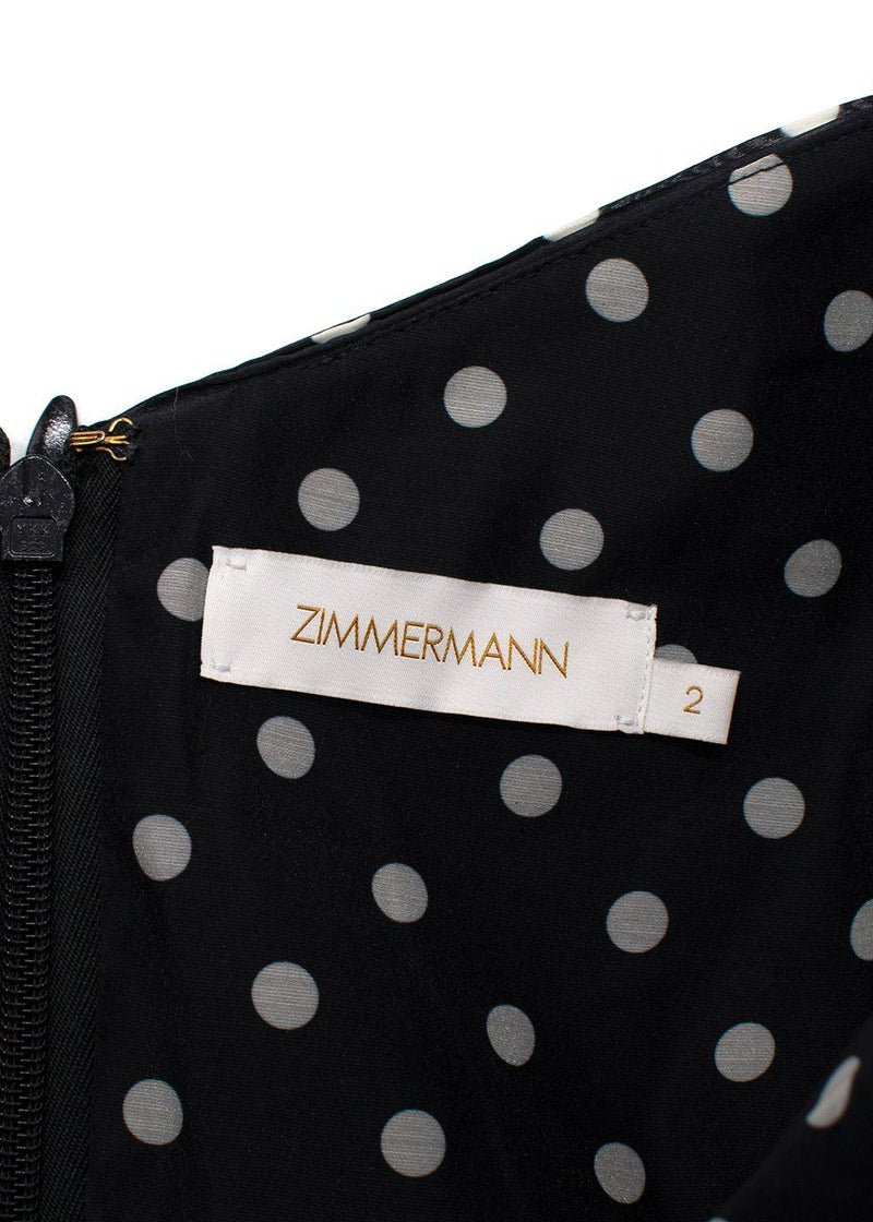 Zimmermann Off The Shoulder Black Polka Dot Midi