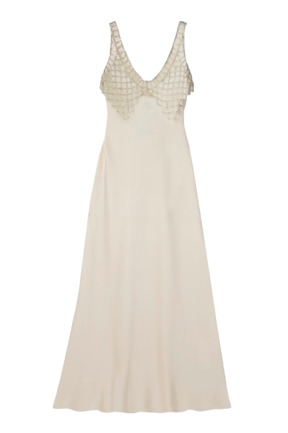 Crystal Bralette Cream Satin Maxi Dress