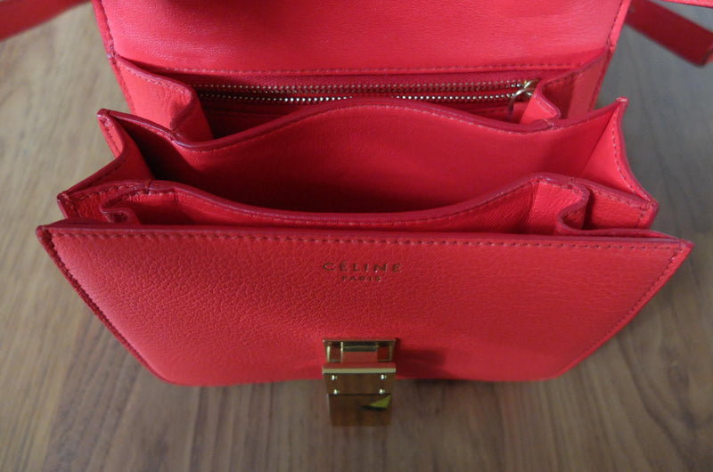 Celiné Red Leather Classic Mini Box Bag