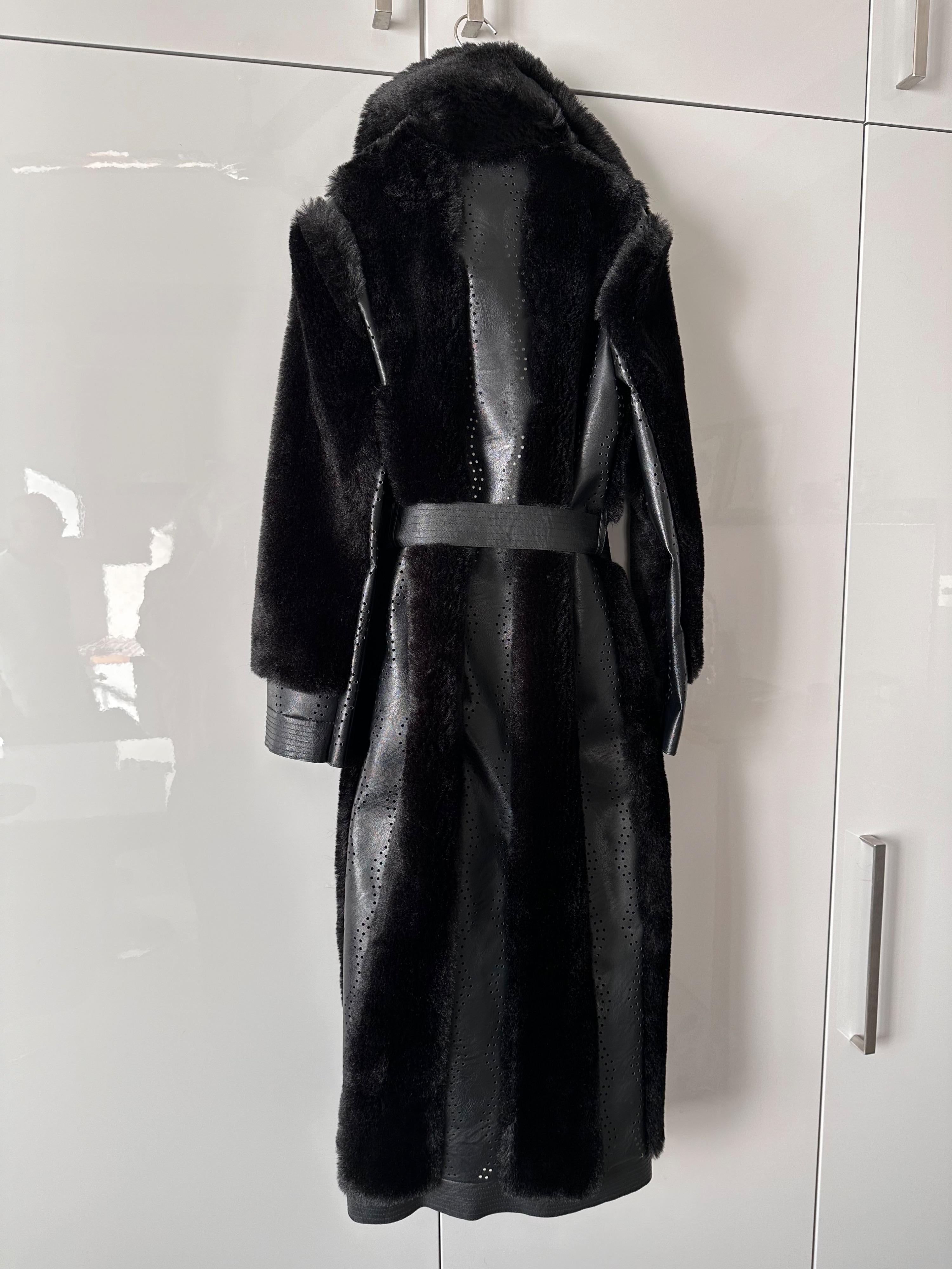 Stella McCartney Faux fur and Vegan Leather Longline Coat