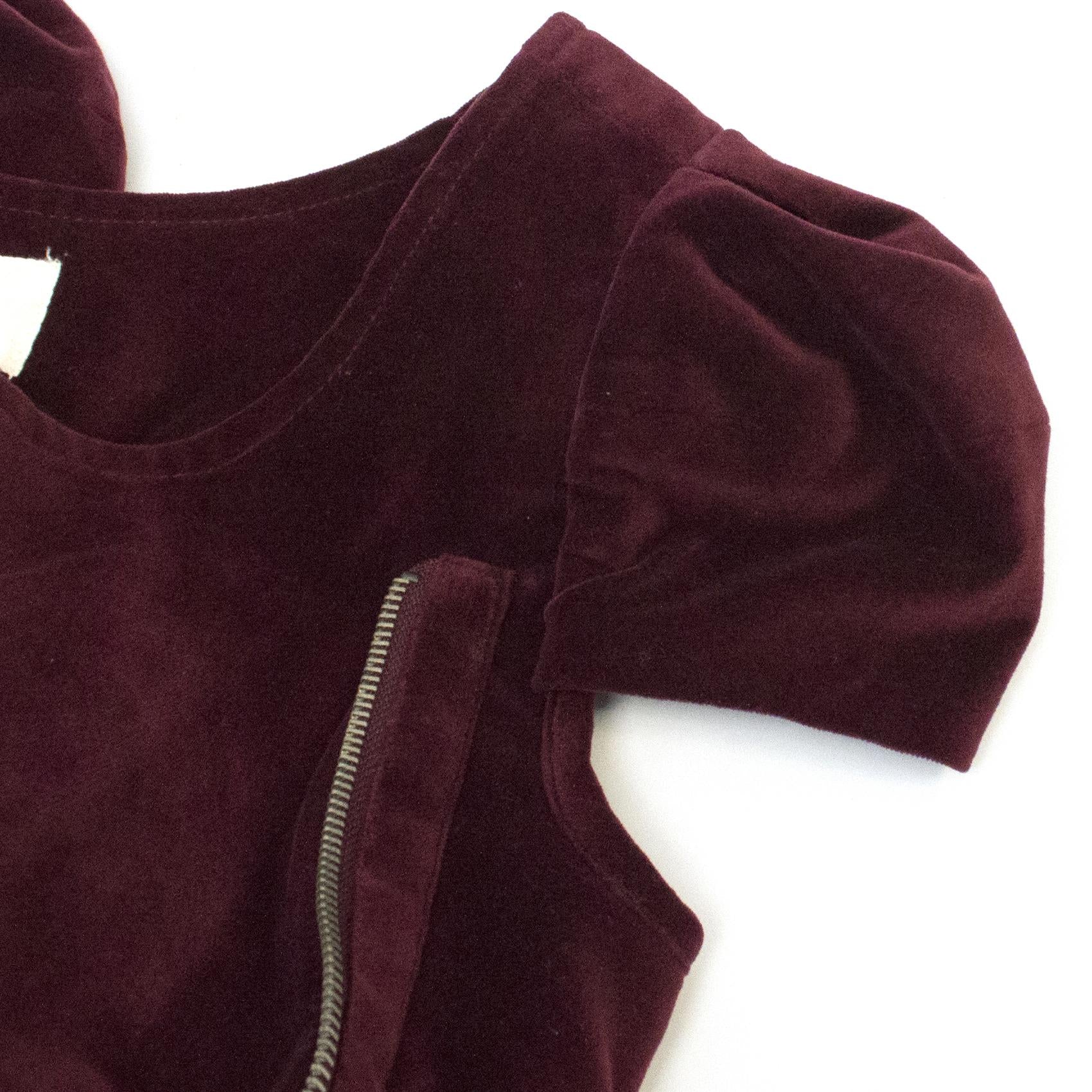 Eleven Paris Burgundy Velvet Zip Dress