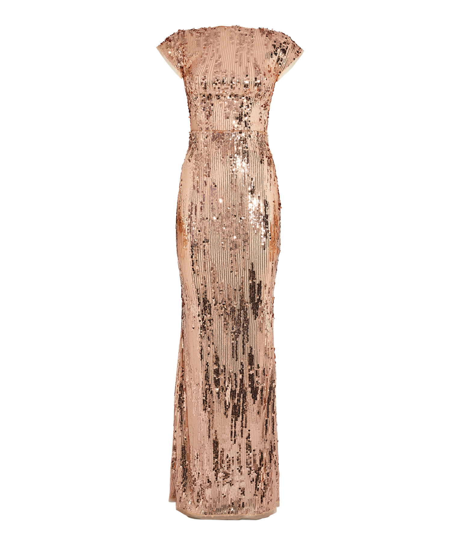 Talbot Runhof Sequined Cap-Sleeve Gown