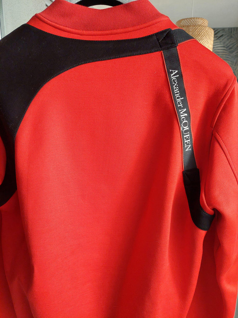 Alexander McQueen Red Harness Strap Bomber Jacket
