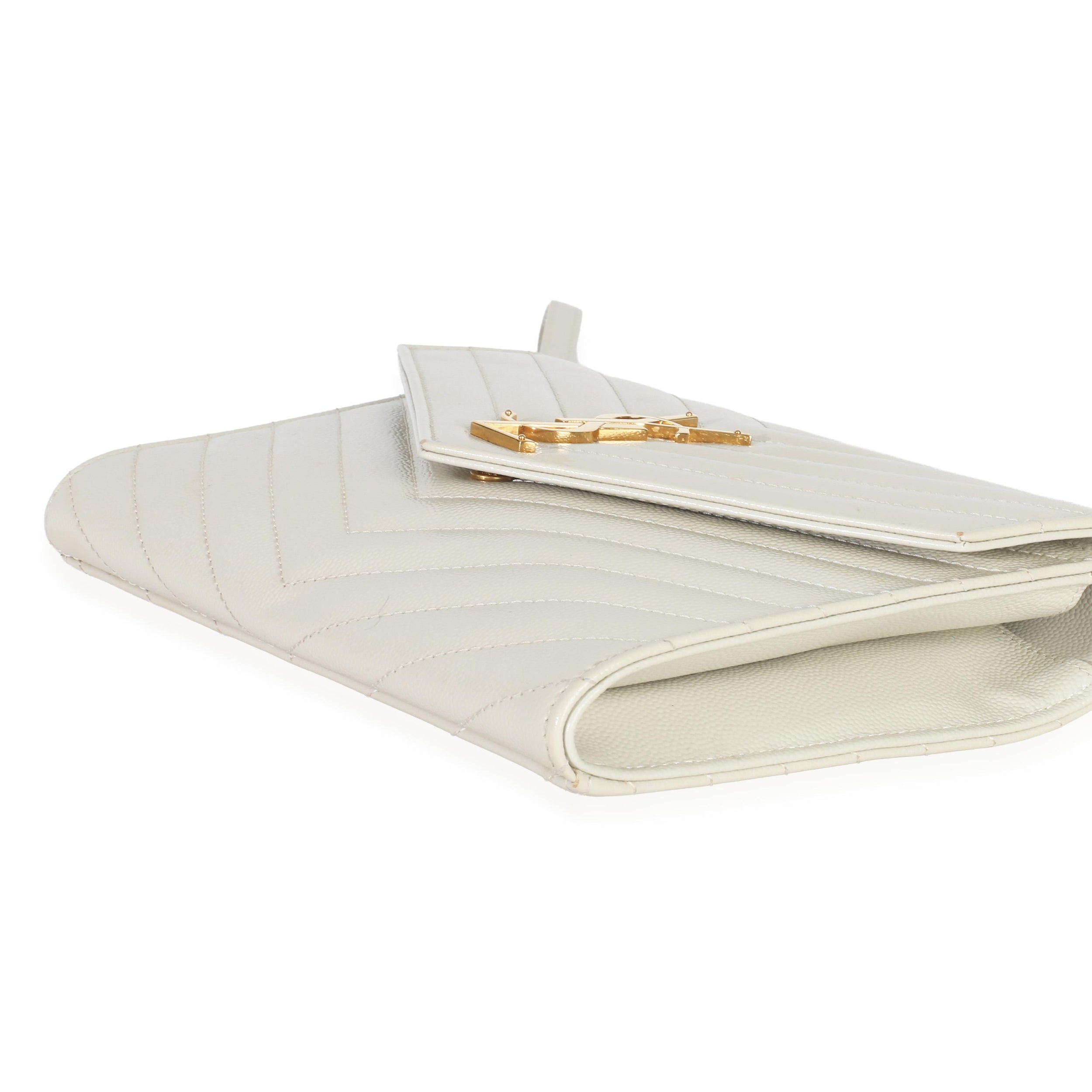 Saint Laurent Soft Grain De Poudre Triquilt Monogram Clutch