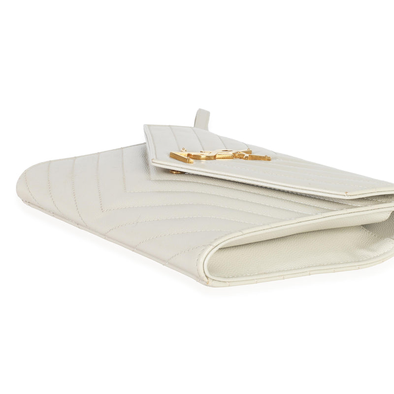 Saint Laurent Soft Grain De Poudre Triquilt Monogram Clutch