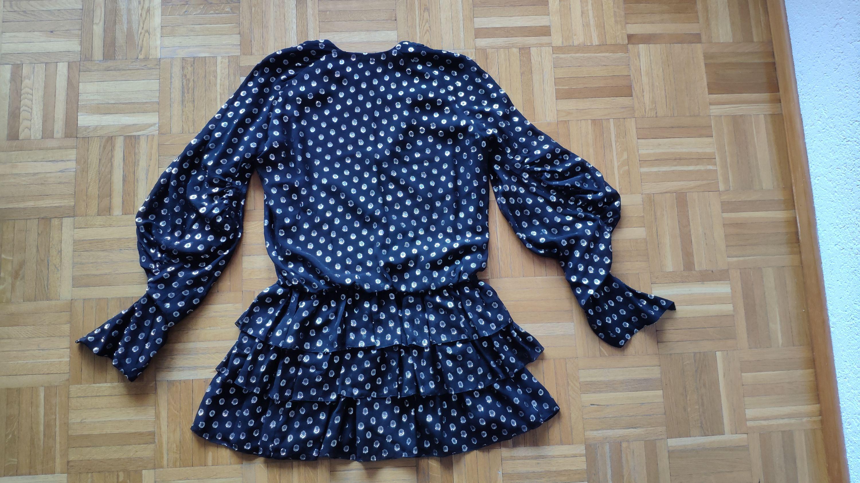 Black & gold fil coupe tiered dress