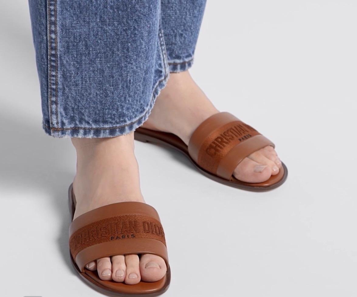 Dior Tan Leather Slides