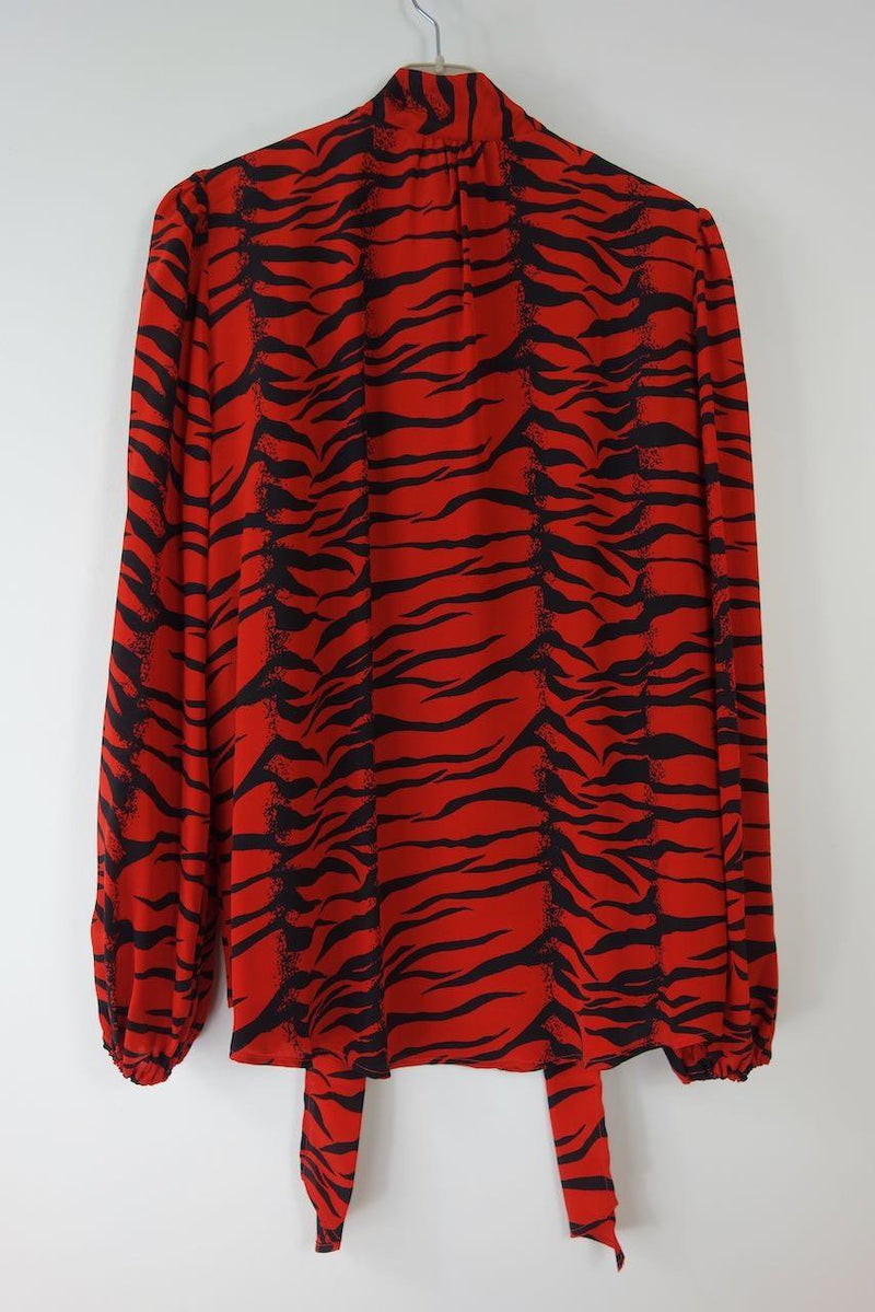Moss Pussy-bow Tiger-print Silk-crepe Blouse