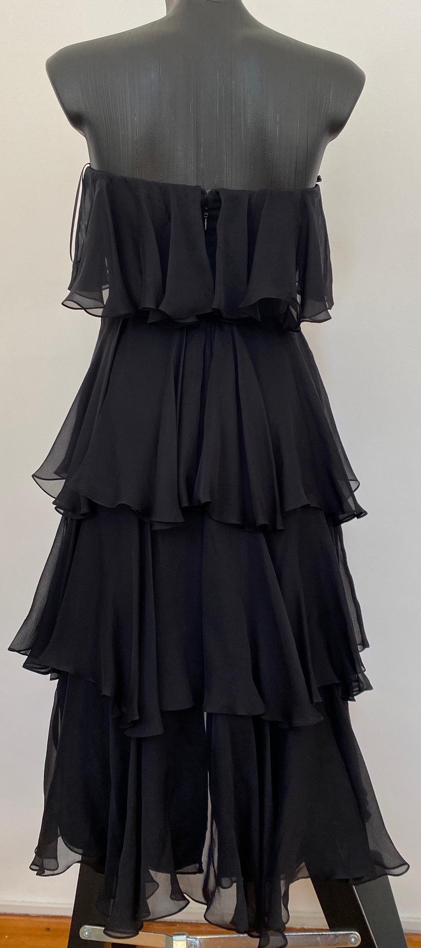 Silk Black Tiered Strapless Dress