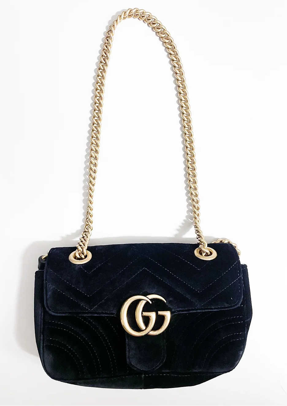 Gucci Black Velvet Marmont Chain Flap Bag