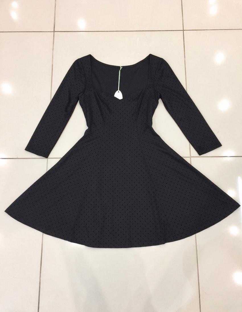 French Couture Jersey & Velvet Dot Sweetheart Dress