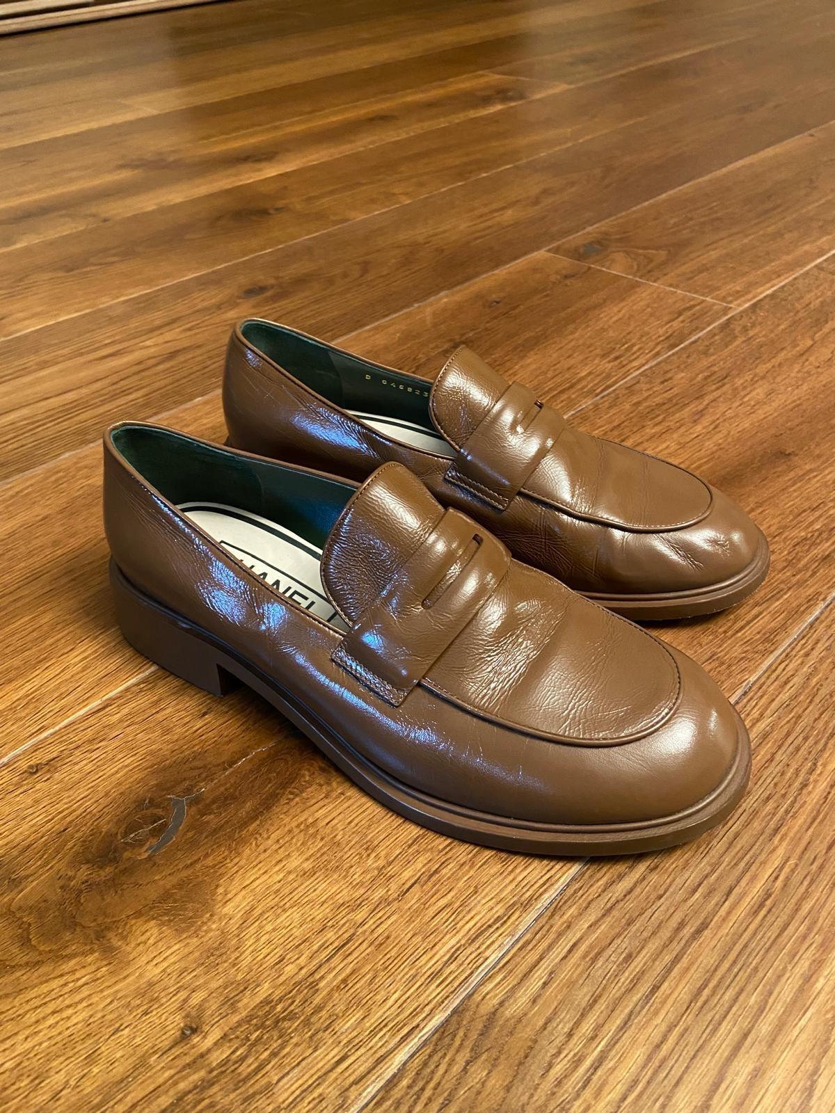Chanel Brown Patent Loafers