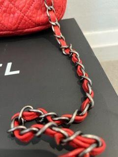 Chanel Red Aged Calfskin Single Flap Bag