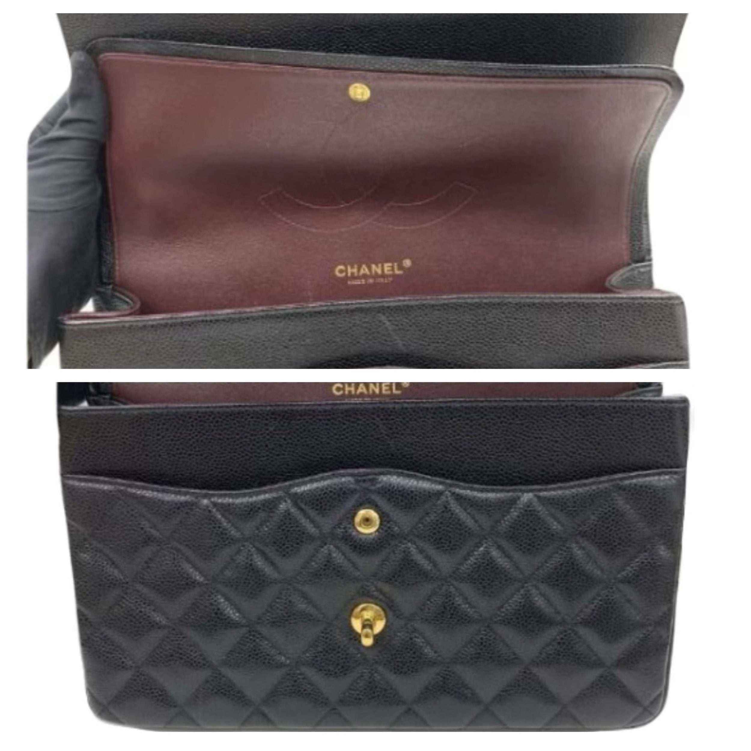 Chanel Black Caviar Leather Jumbo Double Flap Bag