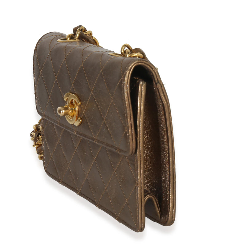 Chanel Metallic Quilted Lambskin Extra Mini Square Flap Bag