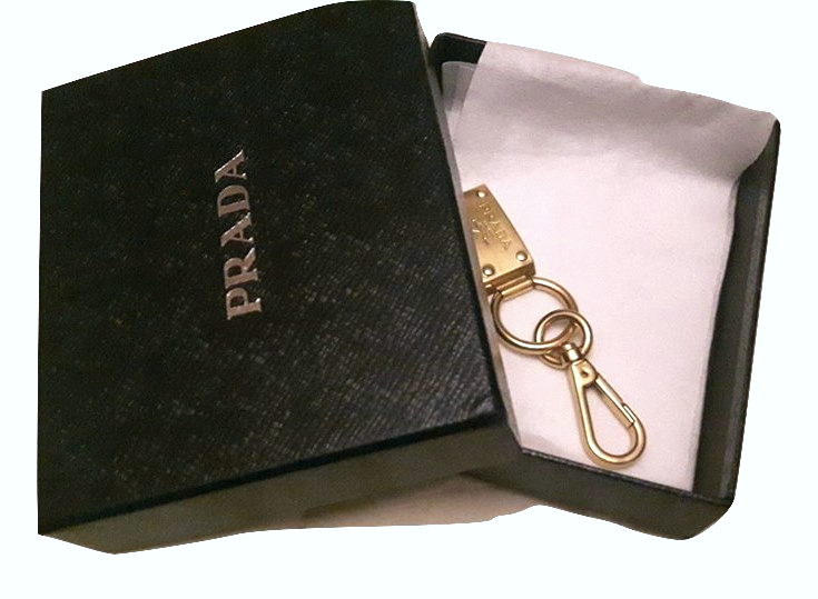Gold-tone metal logo charm keyring
