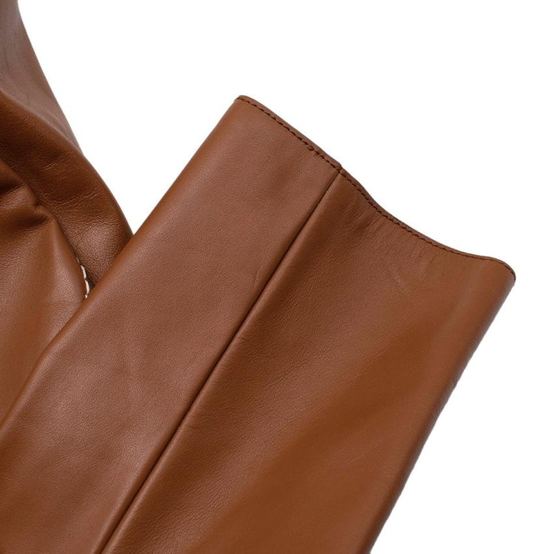 Prada Tan Topstich Leather Coat