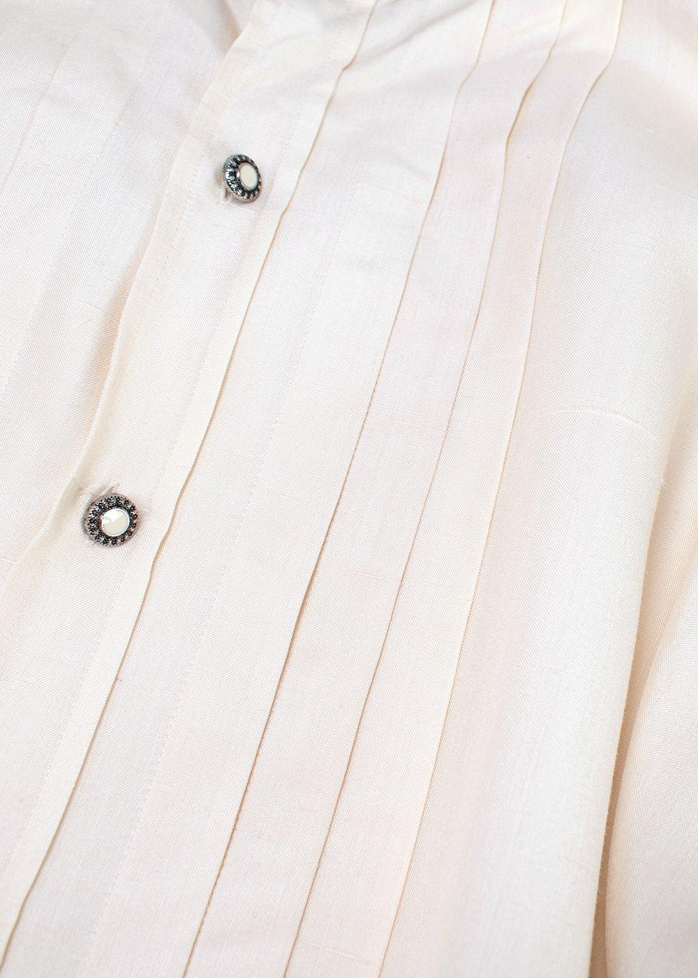 Etro Cream Pleated Detail Silk Tunic