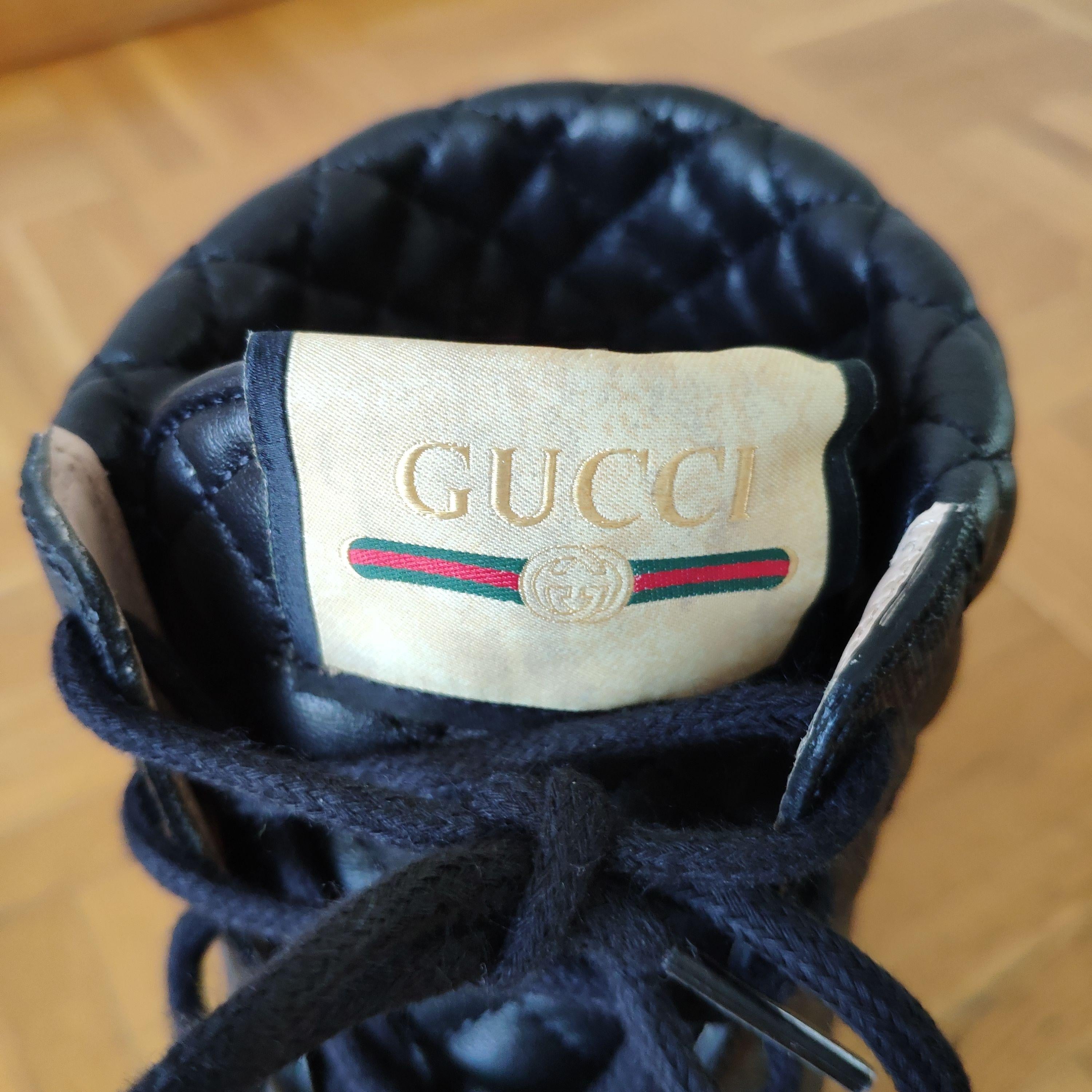 Gucci Black Monogram Leather and Canvas Biker Boots