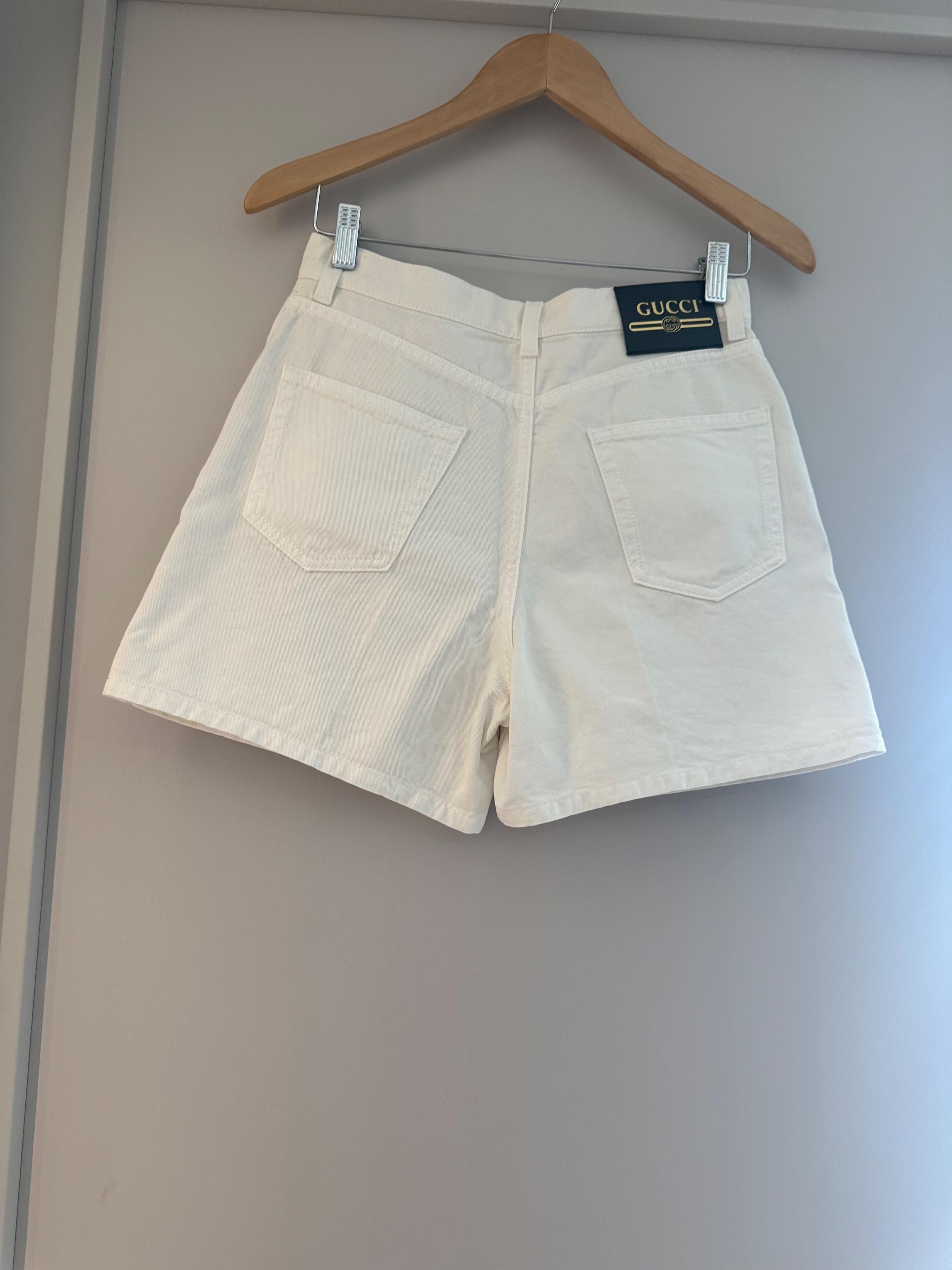 Gucci White Denim Shorts