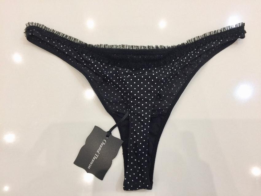 Chantal Thomass Fine Polka Dot Padded Half Cup Bra & Thong Set