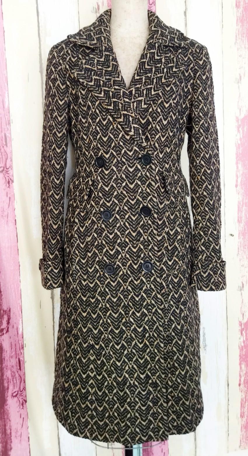 Weekend MaxMara Black & Beige Jacquard Coat