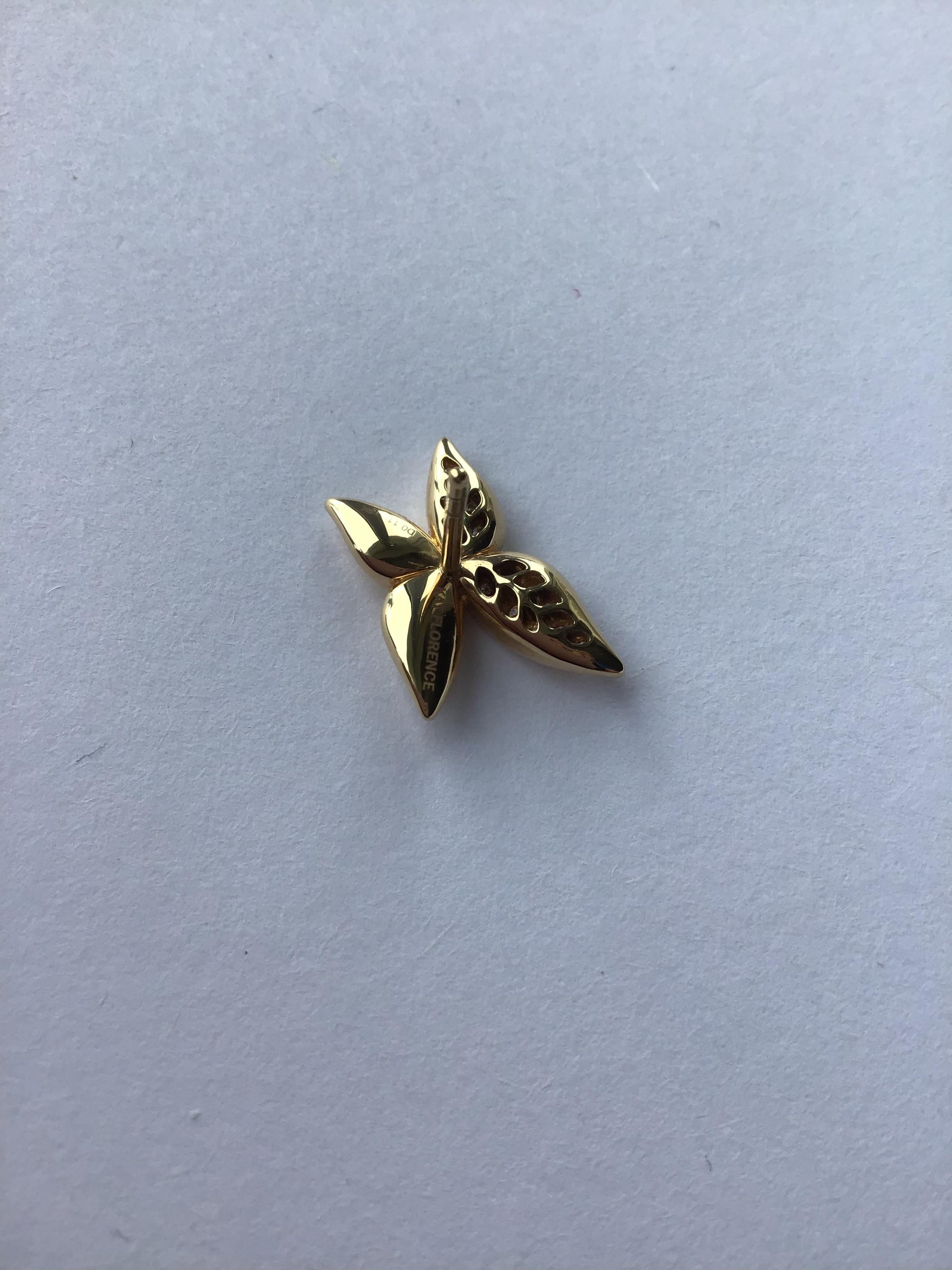 Kat Florence 18k Yellow Gold D Flawless Diamond Butterfly Earrings