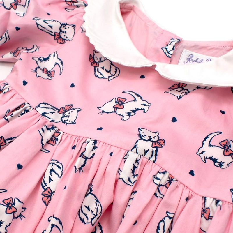 Rachel Riley Pink Cat Pattern Dress and Shorts Two Piece